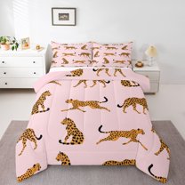 Castle Fairy Teens Animal Leopard Full Size Comforter Sets,Jungle Wildlife Bedding Sets