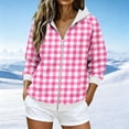 thumbnail image 2 of Njagoc3 Womens Plaid Gingham Zip Up Hoodie Drawstring Long Sleeve Loose Fit Fleece Sweatshirt with Pockets Casual Fall Outerwear for Picnic Travel，Pink，XXL, 2 of 6