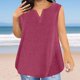 thumbnail image 2 of Conjuntos de trabajo para mujer,Camisola de cuello en V para mujer, sin mangas, con botones, de imitación de tela, corte entallado, ideal para uso diario y en casa, sopatenor, 2 of 9