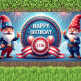 thumbnail image 6 of Patriotic Theme Happy Birthday Banner Gnome Design Colorful Stars Festive Balloons Celebration Decoration for National Day USA Party Independence Celebration, 6 of 8