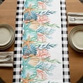 thumbnail image 5 of Table Runners 90 Inches Long Dress Scarves, Coastal Corals Shells Farmhouse Coffee/Dining/Kitchen Table Runner for Living Room, Ocean Marine Life Sstarfish Black Plaid 13x90 Inch, 5 of 9
