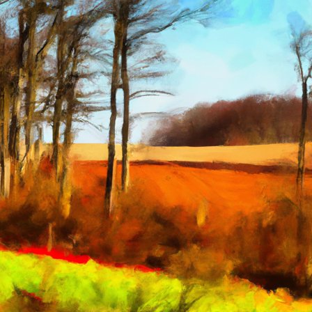 Scenic Autumn Landscape Painting - 12" x 12" Art Print