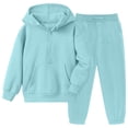 thumbnail image 4 of Girls 2 Piece Outfits Tracksuit Drop Shoulder Hoodie Half Zip Sweatshirt and Sweatpants Joggers Set with Pockets, 4 of 5