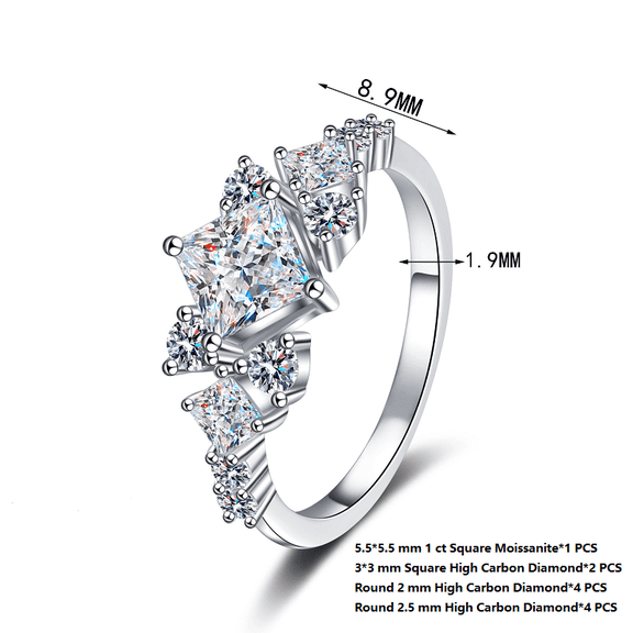 Apaison 1 Carat Moissanite Engagement Rings For Women 925 Sterling Silver Anniversary Wedding Ring-Size 8