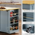 thumbnail image 4 of Alvantor 53'' Kitchen Island Carts with Power Outlet, Farmhouse Buffet Cabinet with Drop Leaf and Open Racks for Dining Room Living Room Grey Blue, 4 of 11