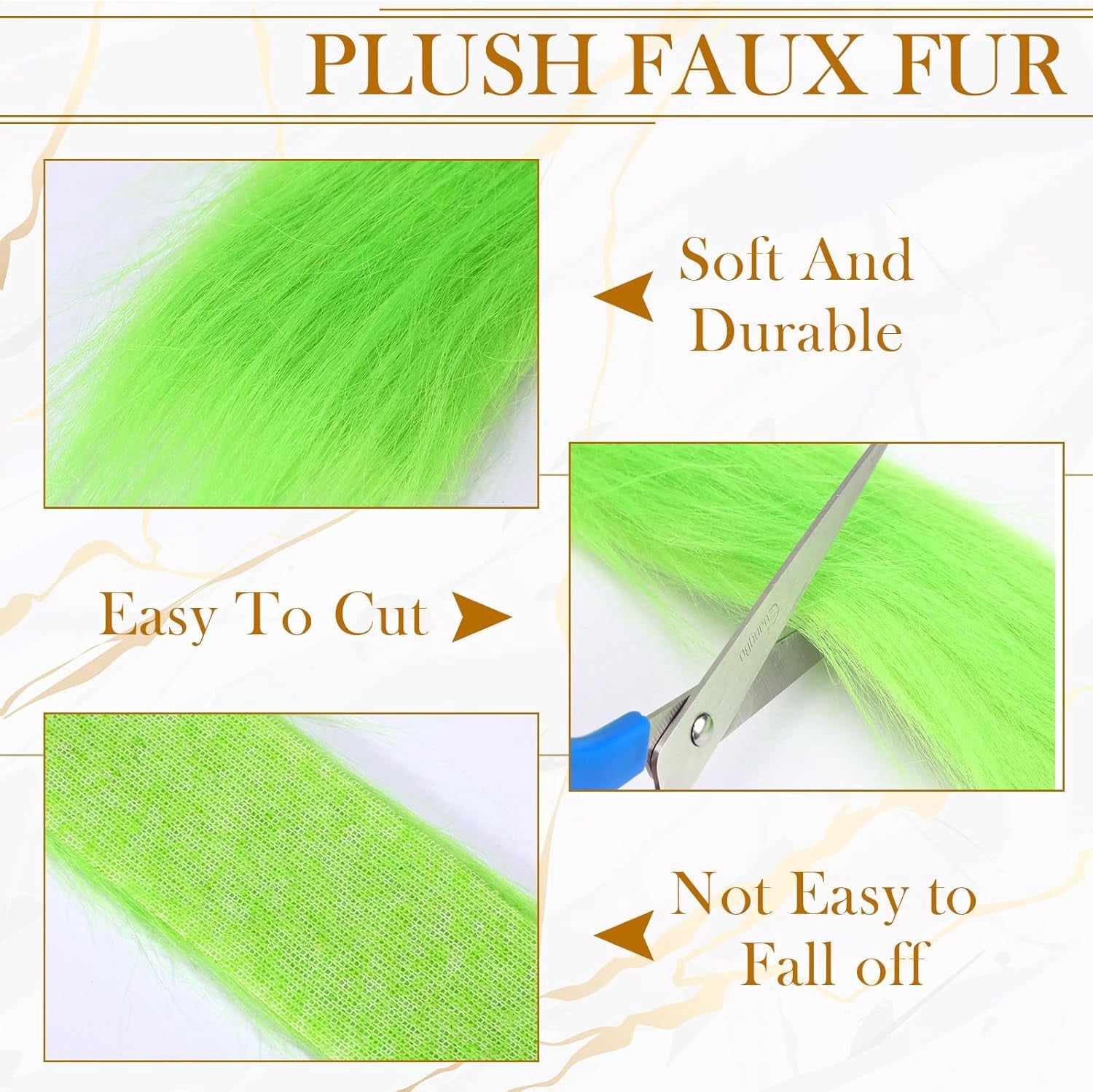 Dalrosia 8PCS Faux Fur Fabric Strips Ribbon, Shaggy Craft Plush for DIY Santa/Gnome Beard, Handmade Christmas Halloween Cosplay Costume Fur Fabric for Crafts 2" x 60"