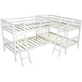 thumbnail image 2 of Harper & Bright Designs Twin Over Twin Bunk Bed, L-Shaped Solid Wood Bed Frame Twin Size Beds with Ladder, White, 2 of 8