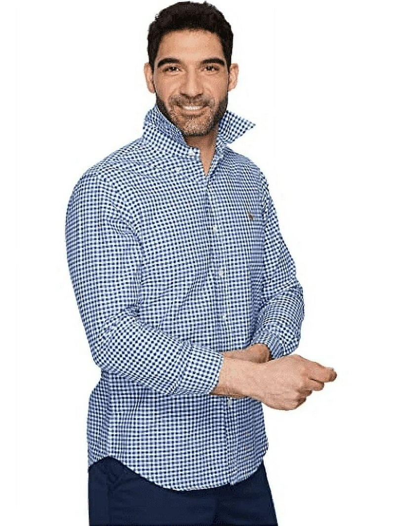 Polo Ralph Lauren BLUE/WHITE GINGHAM Classic Fit Solid Oxford