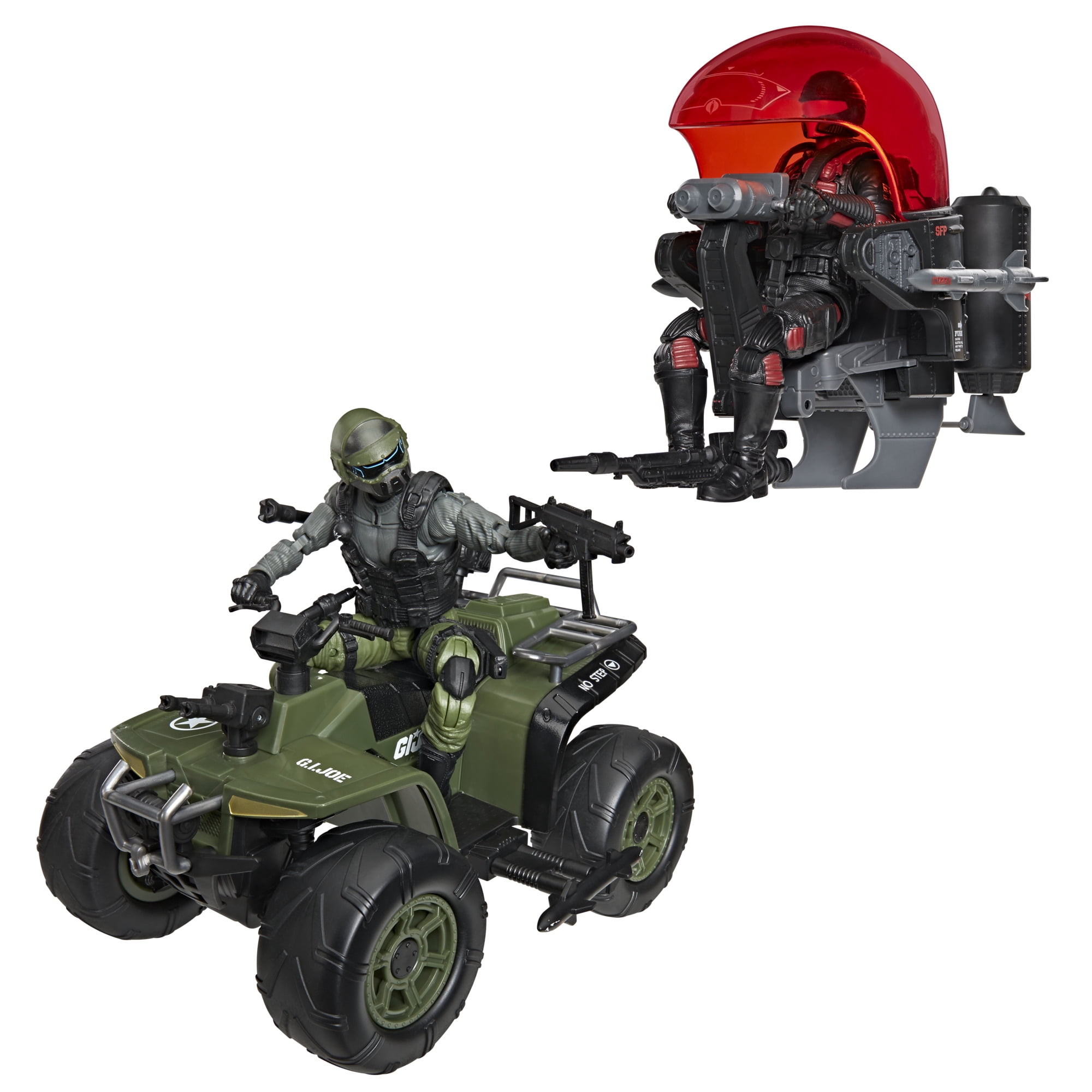 G.I. Joe Classified Series 218, Snake Eyes & Varmint ATV Vs. Stealth Viper & Cobra Stealth Flight Pod (Trubble Bubble), 6 Inch Action Figures & Vehicles
