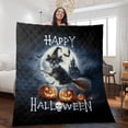 thumbnail image 2 of Happy Halloween Scottish Terrier Witch Pumpkins Bats Quilt Blanket Scottie Dog Lover Gifts Cozy Comforter Throw Blanket - 13012, 2 of 5