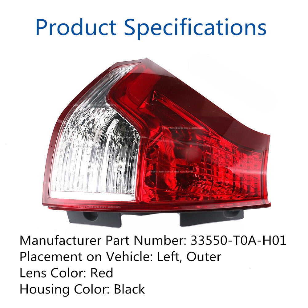 LH Driver Side Tail Light Brake Lamp Fit for 2012-2014 Honda CRV CR-V 4-Door 33550-T0A-H01