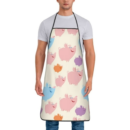 

Chef Aprons for Men and Women - Artistic Cute Cartoon Pig Oil-Resistant Bib Aprons for Cooking Waterproof BBQ Grilling Kitchen Aprons Gifts for Women and Men