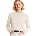 thumbnail image 2 of Women Sweaters Long Sleeve Tops Classic Crew Neck Pullover Sweaters Loose Dressy Casual Basic Clothes Beige L, 2 of 5