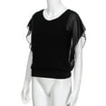 thumbnail image 6 of Delconic Womens Loose Fit Chiffon Blouse Short Sleeve Batwing Top Scoop Neck Lightweight Layered Shirt for Casual Wear Black L, 6 of 9