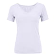 thumbnail image 5 of Summer Tops for Women Regular Shoulder Slim Fit Versatile Solid Color V Neck Short Sleeve T Shirt, 5 of 5