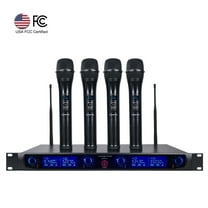 Sound Town NESO-F4HH 4 Channels UHF Wireless Microphone System with Rack Mountable Receiver