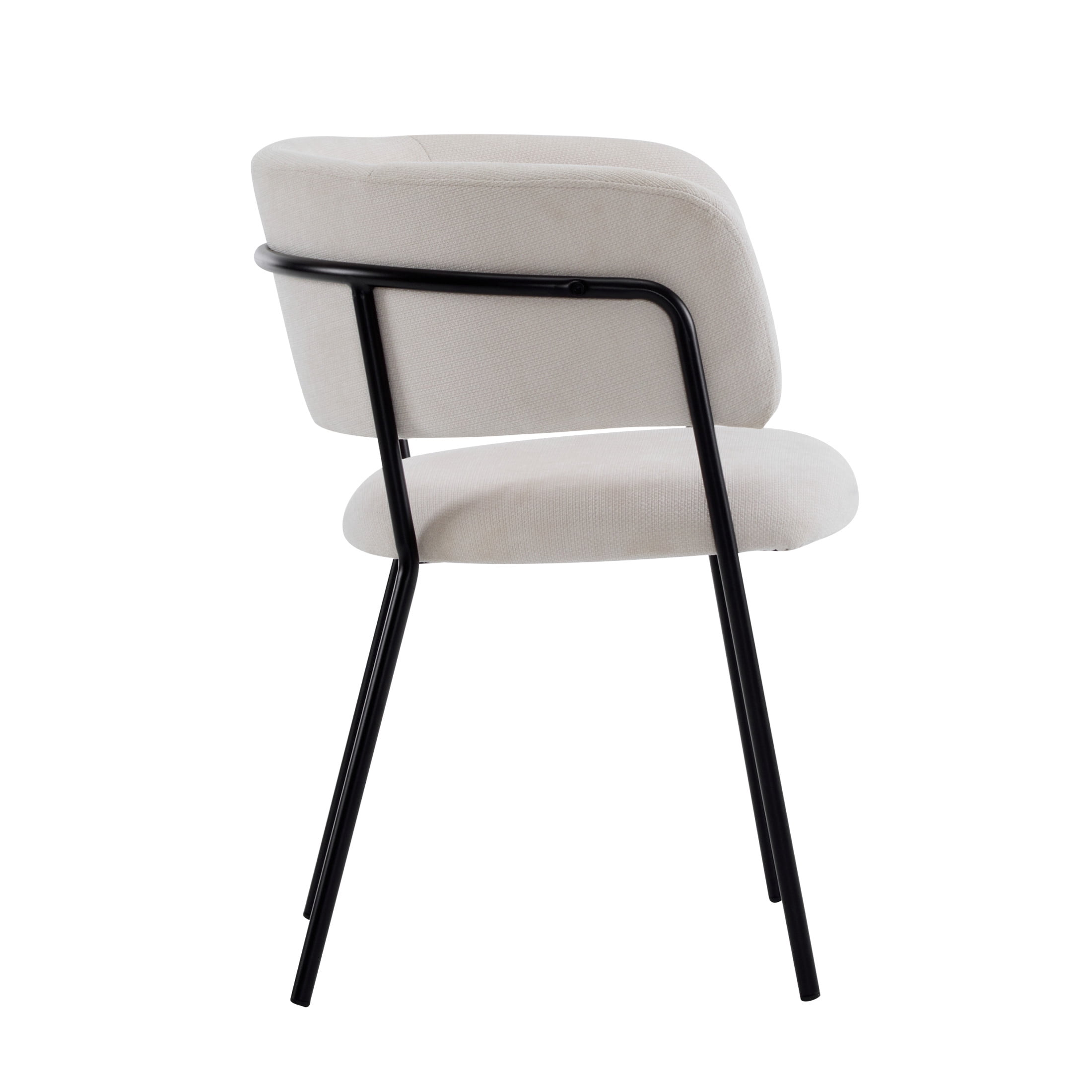 Cecil Modern Upholstered Dining Chairs, Armchairs with Metal Legs, Beige, Set of 2