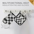 thumbnail image 4 of Yayeee Oven Mitts and Pot Holder Set of 4 Heat Resistant Kitchen Gloves Baking Hot Pad, Black and Gray Plaid Pattern, 4 of 5