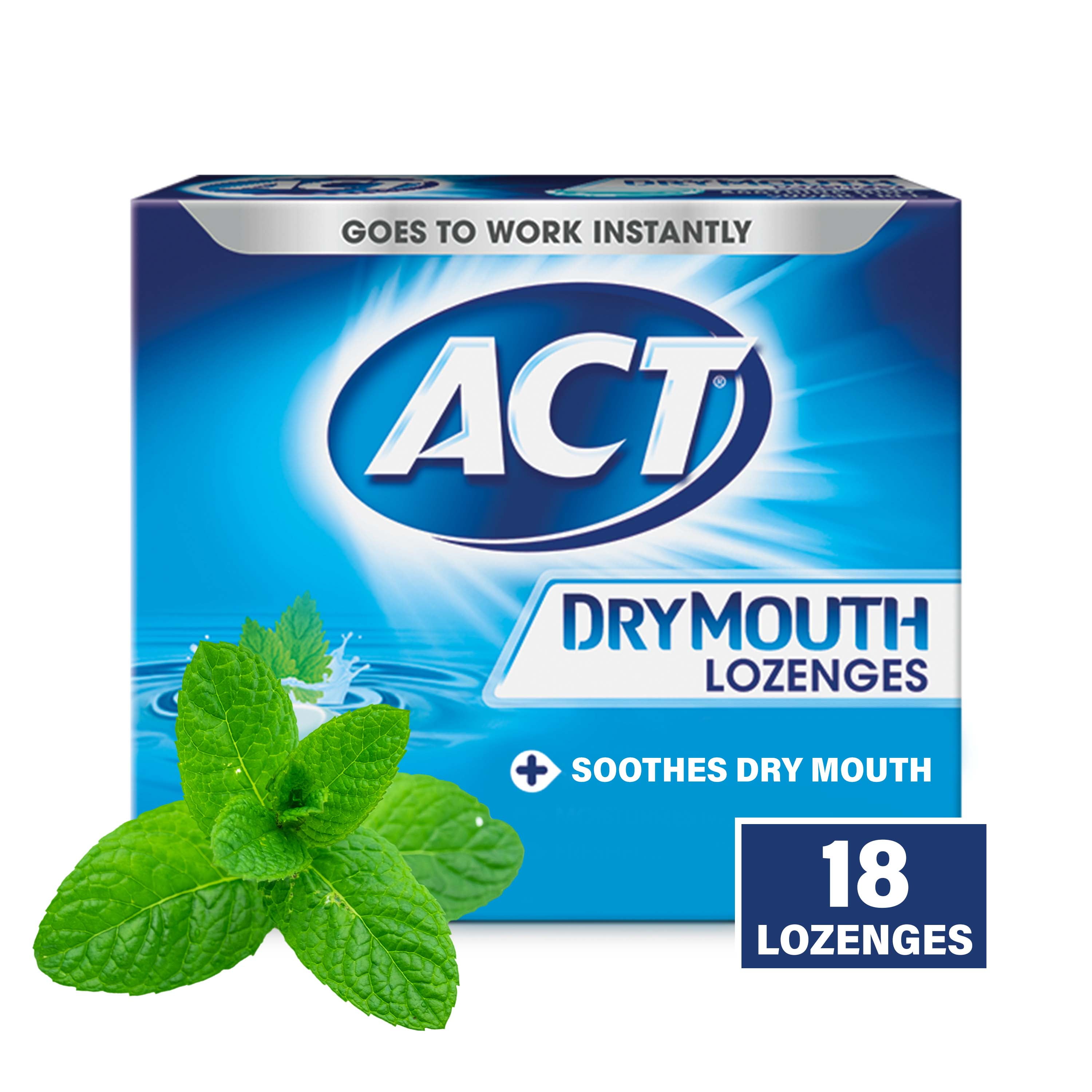 ACT Dry Mouth Lozenges with Xylitol, Soothing Mint, 18 Lozenges