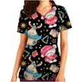 thumbnail image 2 of Nmnitkp Plus Size Scrubs Tops for Women Christmas Printed Scrub Tops Comfortable and Practical Women Tops Stretchy Scrub Shirts for Women, 2 of 5