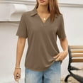 thumbnail image 6 of Plus Size Women'S V Neck Polo Shirts Office Business Dressy Collared Tunic Work Blouses,Brown Xl, 6 of 6