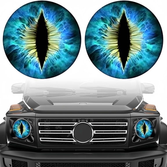 KSPEED Beast Eyes Headlight Decals Pair, Eyes Decal for Jeep Headlights, Round Headlight Decal,3D Stereo Eyes Headlight Decal Stickers, Funny Decals for Truck Car Body Window Bumper Decoration - Blue