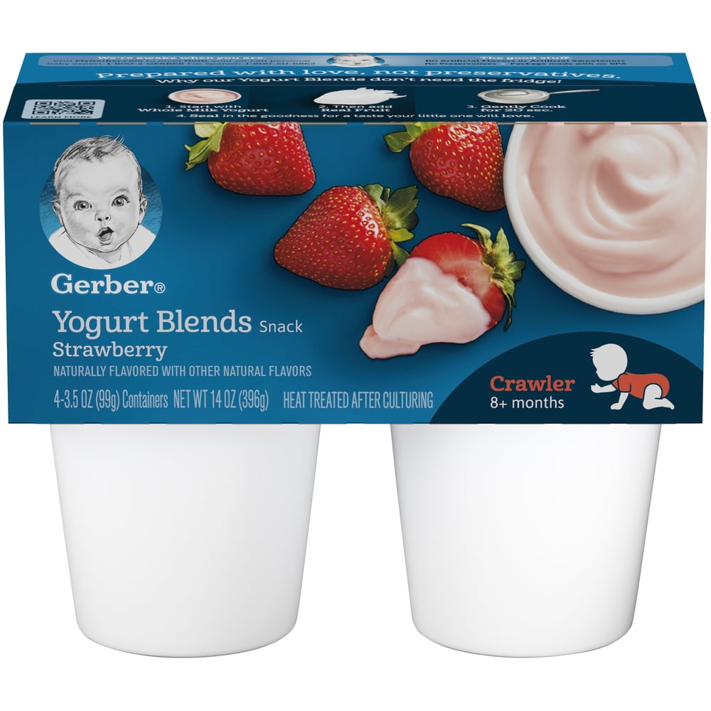 (4 Pack) Gerber Stage 2, Strawberry Baby Food, 1 Container (99g) Cup