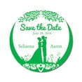 thumbnail image 2 of Darling Souvenir Round 45 Pcs Wedding Couple Save The Date Stickers Personalized Bride Groom Names And Date Envelope Seals - Green, 2 of 7