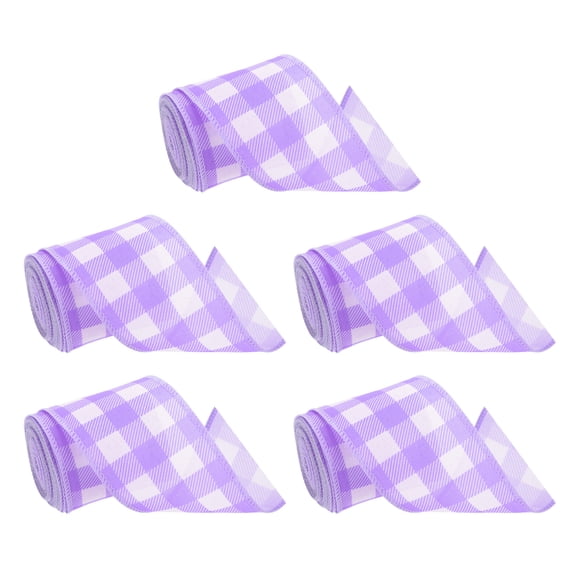 Uxcell Buffalo Plaid Ribbon Purple White Gingham Wrapping Thanksgiving Bow Wreath Craft
