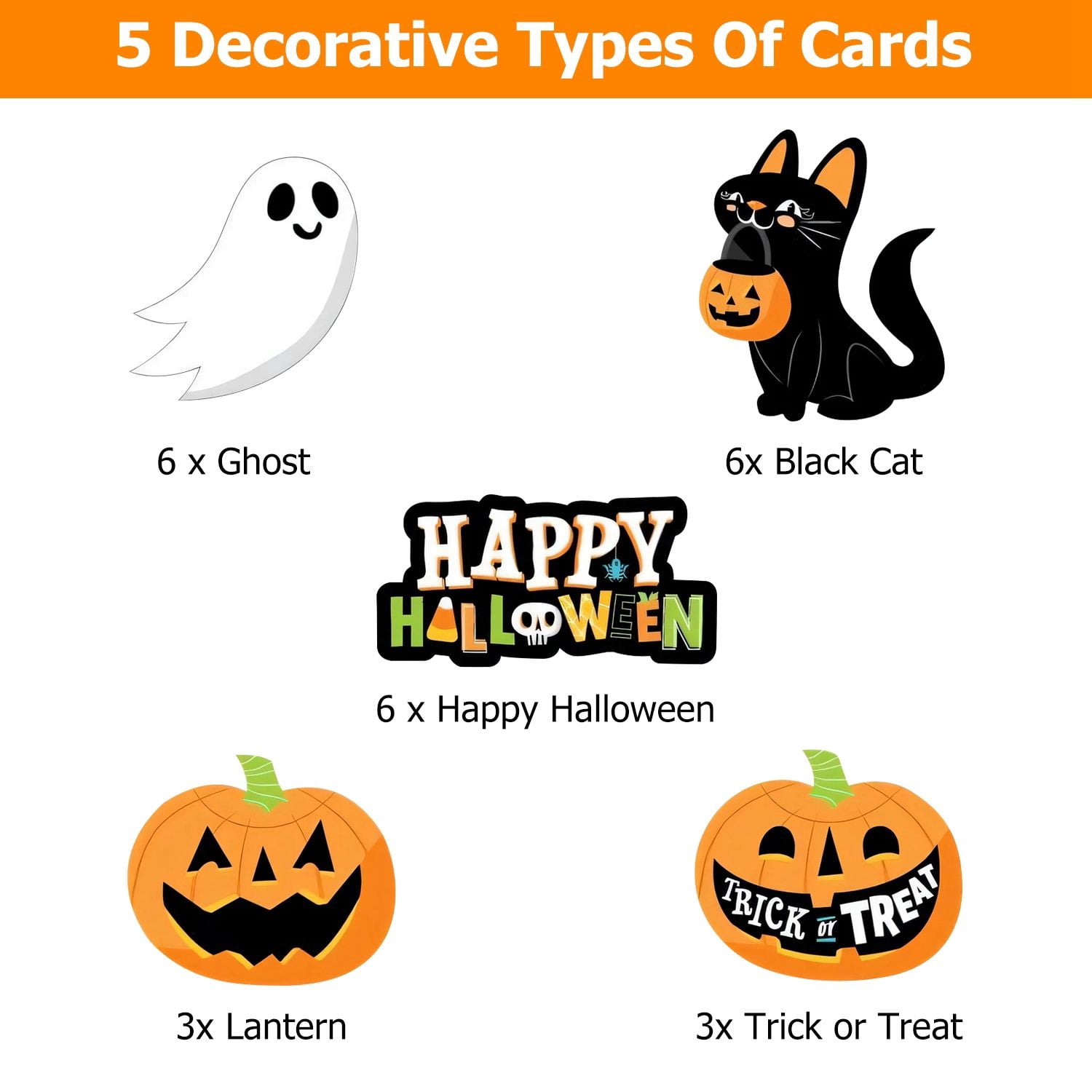 Halloween Paper Straws Set with 24 Decor Cards 25 Straws for Party Birthday Trick-or-Treat Craft Supplies