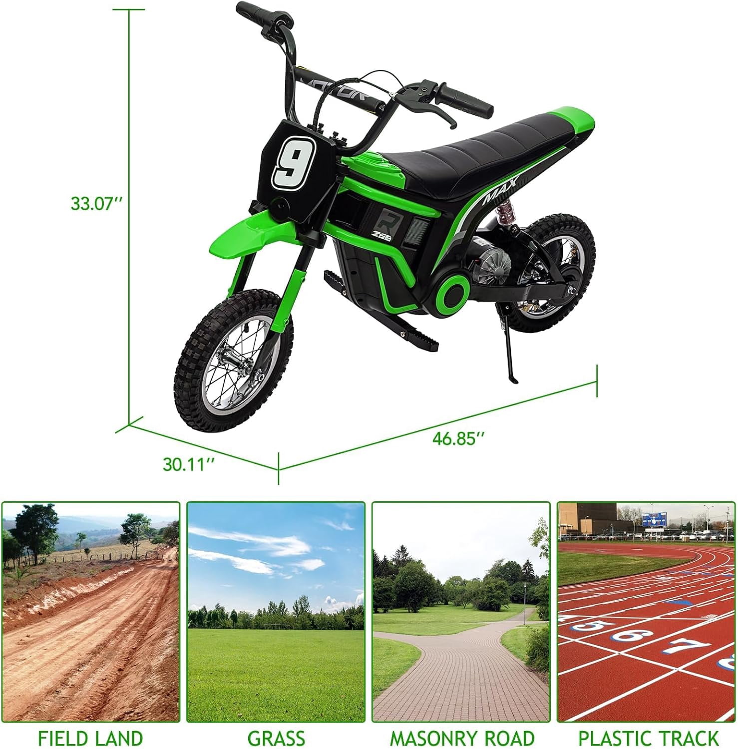 24V Kids Electric Dirt Bike w/350W Motor, 14.29MPH & Hydraulic Suspension – ASTM Certified, Ages 8-14
