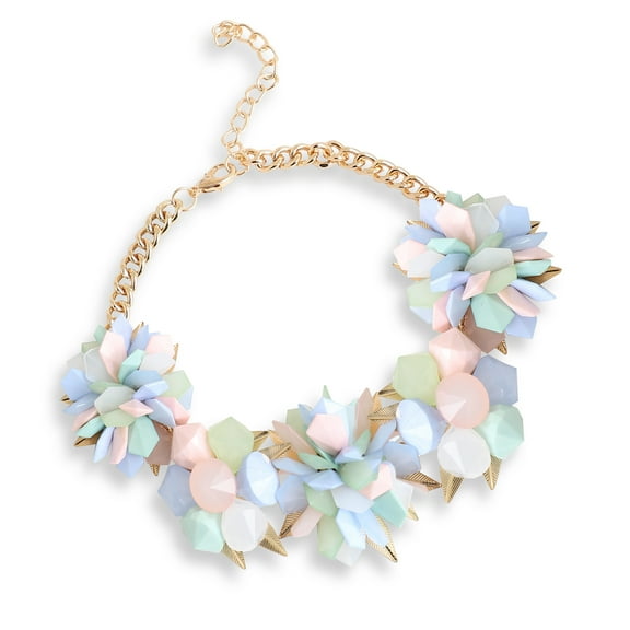 SOHI Blue Pink Gold-Plated Choker Necklace