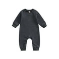 thumbnail image 1 of Baby Waffle Jumpsuits for Boys Girls, Infant Toddler Long Slevee Solid Romper Playsuit for Fall Winter, 1 of 8