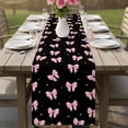 thumbnail image 4 of Valentine's Day Table Runner 72 Inches, Pink Bows Shining Stars Modern Black Bed Runner Dresser Scarves Tabletop for Indoor Outdoor Parties/Ceremony/Banquet, 14" x 72", 4 of 8