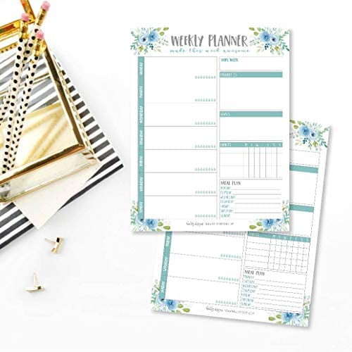 Teal Undated Weekly Family Calendar Planner Pad, Mom Monthly to Do List Desk  Paper Notepad, Week Day Weekend Organizer, Personal Goal Habit Tracker,  Kids School Work Productivity, 50 Tear Off Pages -