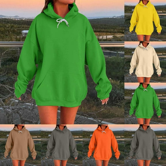 Fewfanhot Women's Fashion Hoodies & Sweatshirts Active Long Sleeve Fleece Lined Fashion Hoodie Pullover with Plus Size