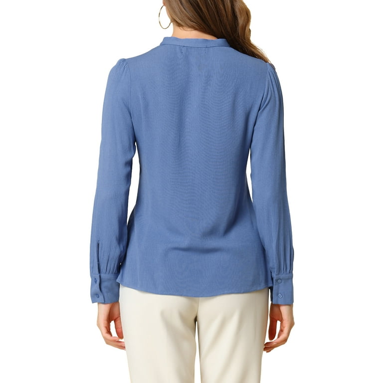 Allegra K Women's Bow Tie Neck Blouse - Long Sleeve Office Work Top