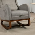 thumbnail image 6 of 25.4"W Modern Rocking Chair for Nursery, Mid Century Accent Arm Rocker With Retractable Footrest, Side Pocket, Comfy Upholstered Wingback Wooden Glider Chair for Living Room Baby Kids Room. taupe, 6 of 7
