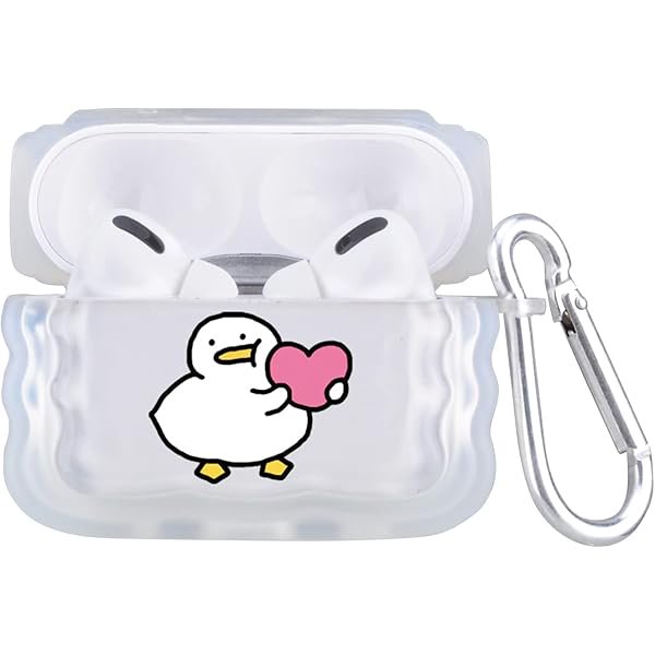 wonima11 MAYCARI Cute Love Duck Case Compatible with AirPods Pro 2, Cartoon Airpods Pro 2 Protective Cover for Girls Women with Keychain Translucent Waves Shell for AirPods Pro 2 (2022)