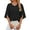 Black, variant on TEMOFON Womens Blouses Summer Casual Tops Dressy T Shirts Pleated Scoop Neck 3/4 Sleeve Office Work Chiffon Shirts Black