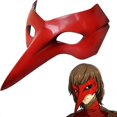 thumbnail image 1 of Goro Akechi Mask Cosplay Anime Persona 5 Role Crow Half Face Helmet Resin Headwear Halloween Masquerade Party Costume Prop, 1 of 5