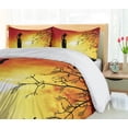 thumbnail image 5 of Ambesonne Local Duvet Cover Sets, Lady in Sunset Savannah Art, 2-King, Orange Black, 5 of 7