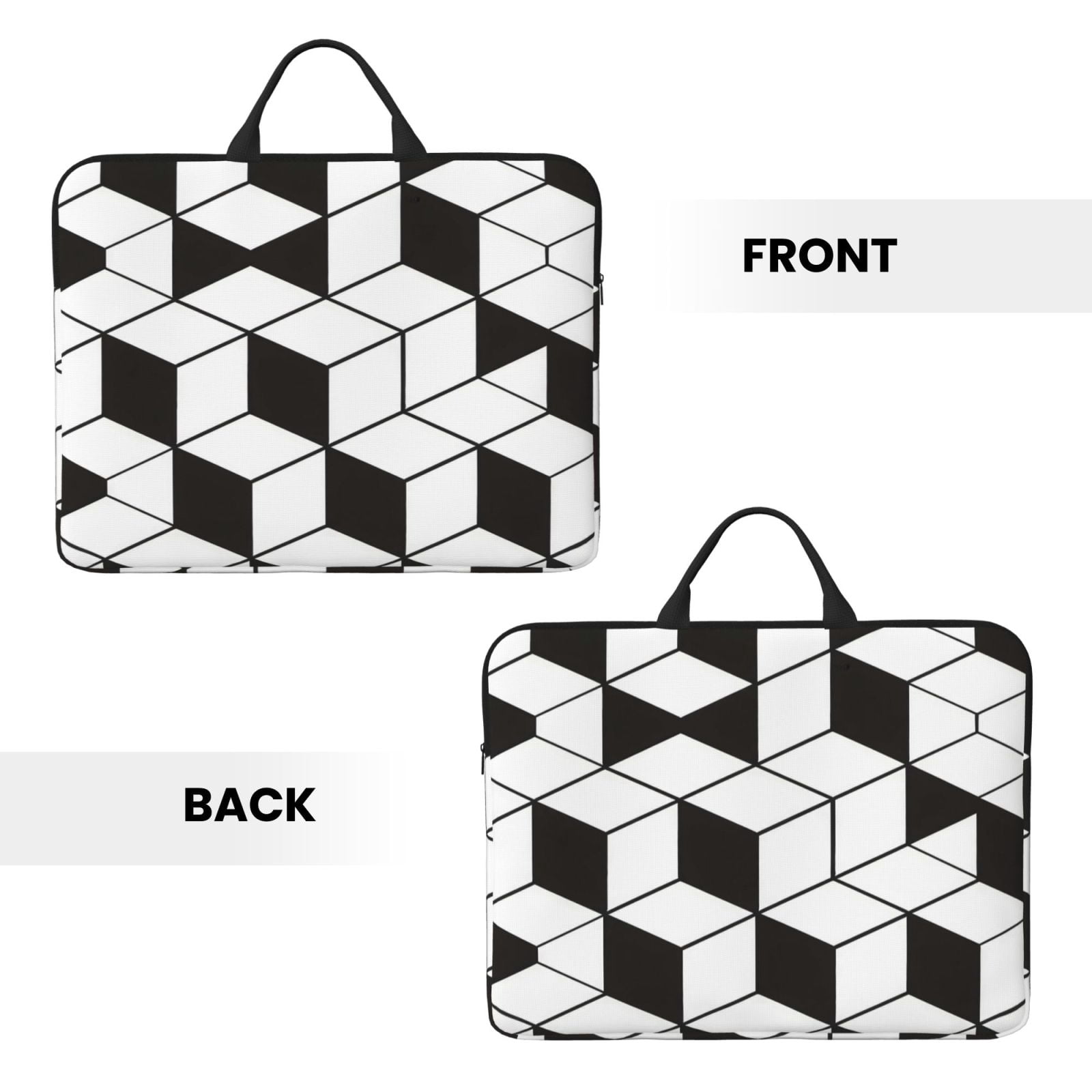 Laptop Sleeve Bag For Women Men 14inch Waterproof Durable Protective Computer Carrying Cover Handle Laptop Case Bag White And Black Checkered Pattern (3)
