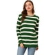 thumbnail image 1 of INSPIRE CHIC Suéter de rayas túnica con hombros descubiertos y cuello redondo para mujer Verde oscuro XL, 1 of 6