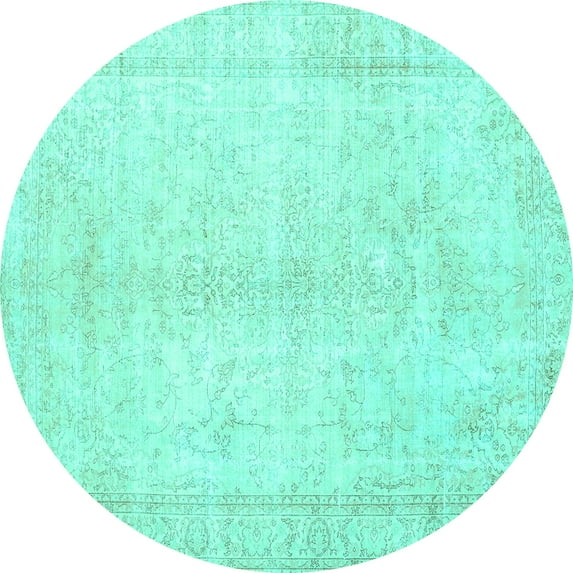 Ahgly Company Indoor Round Persian Turquoise Blue Traditional Area Rugs, 7' Round