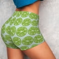 thumbnail image 4 of Kdxio Green Lemon Slices Print Workout Shorts for Women Seamless Soft Smooth Gym Yoga Scrunch Active Shorts, 4 of 9