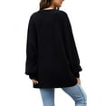 thumbnail image 4 of Liacowi Women Casual Knitted Sweaters Long Sleeve Crew Neck Solid Color Pullover Loose Fit Knit Tops Tops Autumn Winter Casual Knitwear, 4 of 5