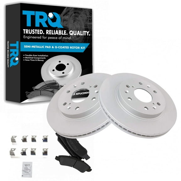 TRQ Front Posi Metallic Brake Pad & E-Coated Rotor Kit Fits Select Chevy GMC Truck