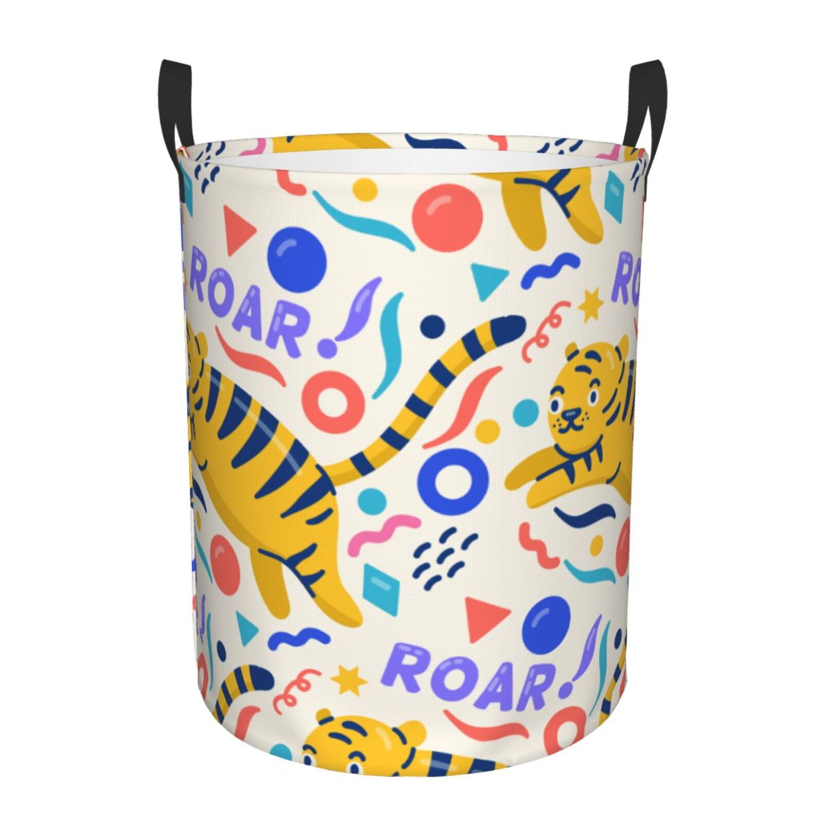 XMXT Collapsible Laundry Basket, Jumping Cartoon Tiger Polyester