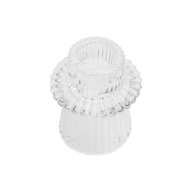 Mainstays Clear Glass Ribbed Taper Candleholder, 3-Piece Set photo 3